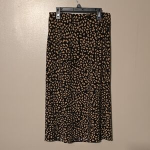 Sanctuary Printed Everyday Midi Skirt Black Yellow‎ Womens Size Medium